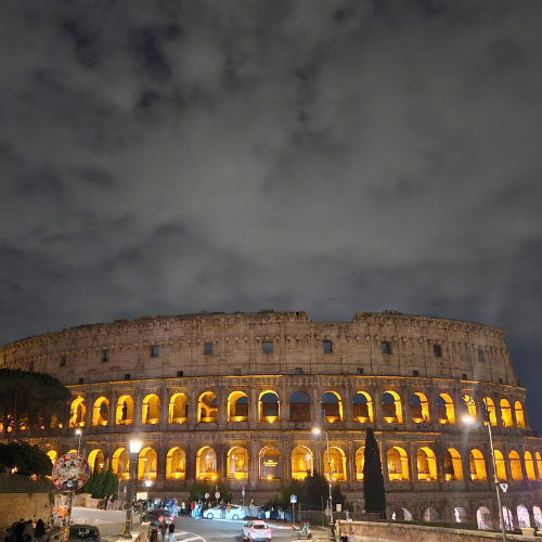 The Colosseum lit up at night